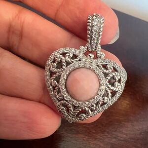 judith ripka sterling Silver Heart Pendant with Pink opal Stone